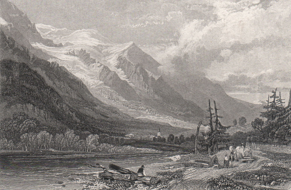 View of Chamonix. Haute-Savoie 1886 old antique vintage print picture